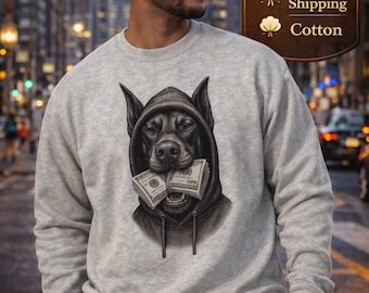 Doberman Gangsta Sweatshirt – Urban Streetwear Dog Lover Crewneck