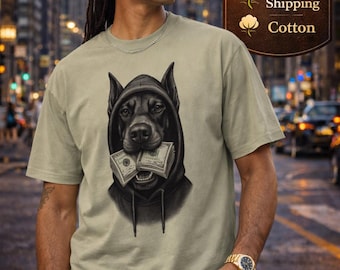 Doberman Hustle T-Shirt: Organic Cotton Oversized Streetwear