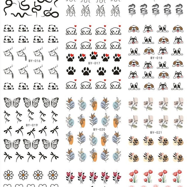 Cute Nail Art Designs Printable | Instant Download Nail Templates | Instant Download PDF