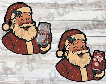 Adesivo di Babbo Natale con Coca-Cola Light o Dr. Pepper / Adesivo impermeabile / Adesivi per bottiglie d'acqua / Regali per i migliori amici / Bibita / Adesivo