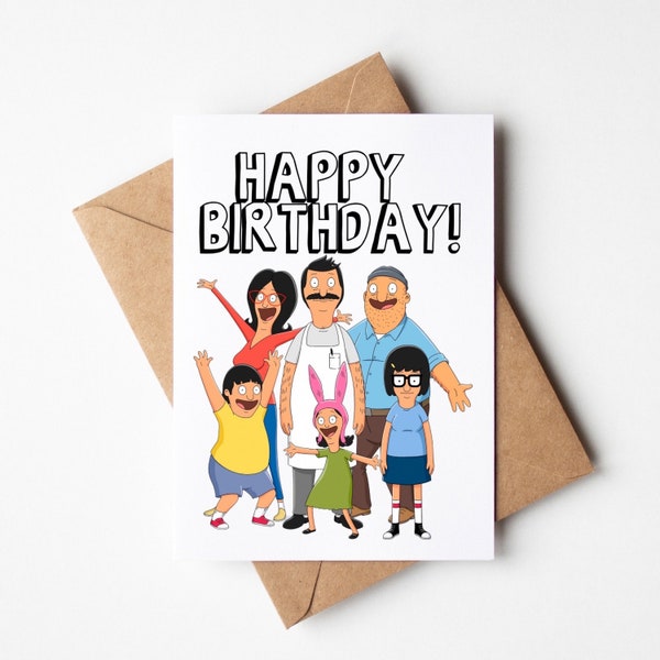 Tarjeta de cumpleaños de Bob's Burgers / Cumpleaños de Bob / The Benchers / Louise Belcher / Tina Belcher / Bob & Linda