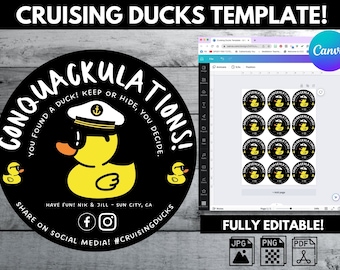 Cruising Ducks Tags Template: Customizable Canva Design (Digital Download)