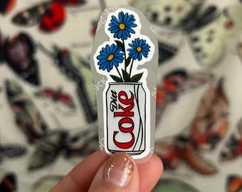 Pegatina para lata de Coca-Cola Light / Vinilo adhesivo con diseño floral para refrescos