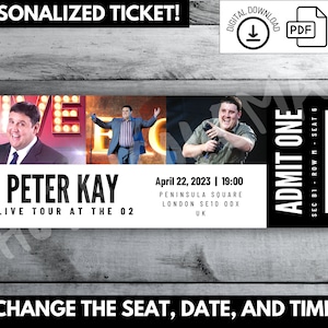 Peter Kay Ticket | Herunterladbare Tickets | Individualisierbares Event Ticket | Überraschungskarten | Druckbare Geschenkkarte | Ticket Andenken