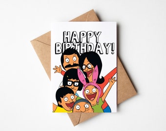 Bob's Burgers Birthday Card | Bob's Birthday | The Benchers | Louise Belcher | Tina Belcher | Bob & Linda