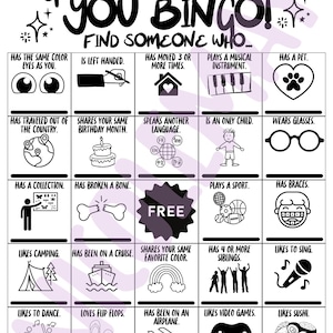 Actividad de bingo para conocerse / Actividad para maestros / Actividad para la iglesia / Juego para romper el hielo