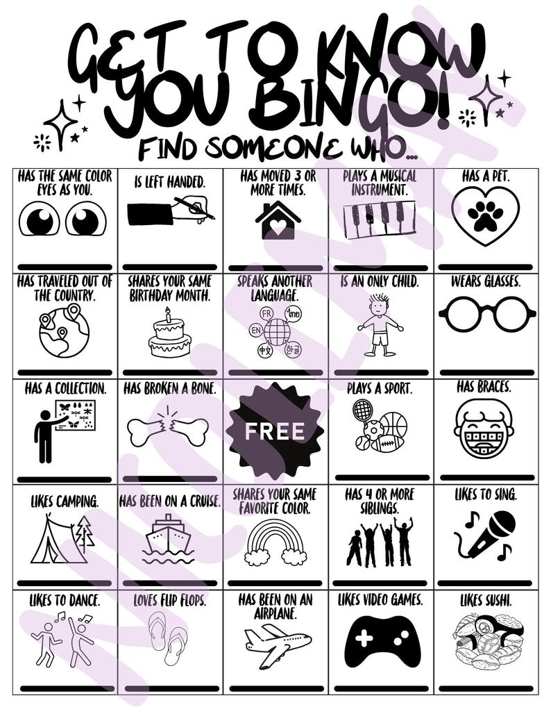 Get to Know You Bingo: Icebreaker Activity Game (PDF) - Etsy