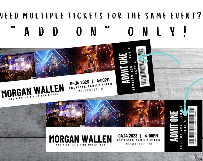 ADD ON - Additional Customized Ticket Seat
