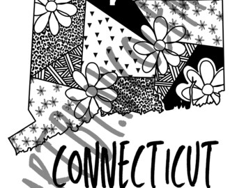 Connecticut State Outline Zentangle Coloring Page PDF Download Printable