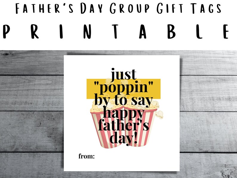 Fathers Day Popcorn Tag Fathers Day Handout Fathers Day Gift Etsy