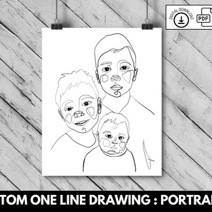 Custom One Line Drawing | Up to 3 Subjects |  One Line Portrait | Personalized Drawing | Custom Gift | One Line Drawing | Family Drawing