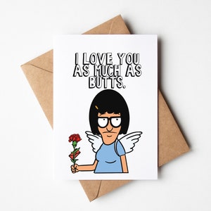 Bob's Burgers Valentinstagskarte – süße Karte für Partner – Tina Belcher | Karten | Grußkarte | Lustige Butts-Karte