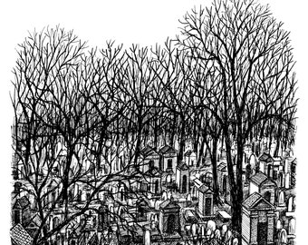 Père Lachaise Cemetery, Paris, Art Print