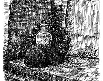 Cemetery Cat, Art Print