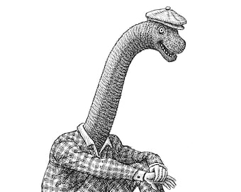 Jolly Brachiosaurus, Dinosaur Art Print