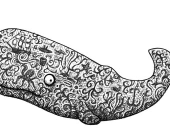 Tattooed Whale, Art Print
