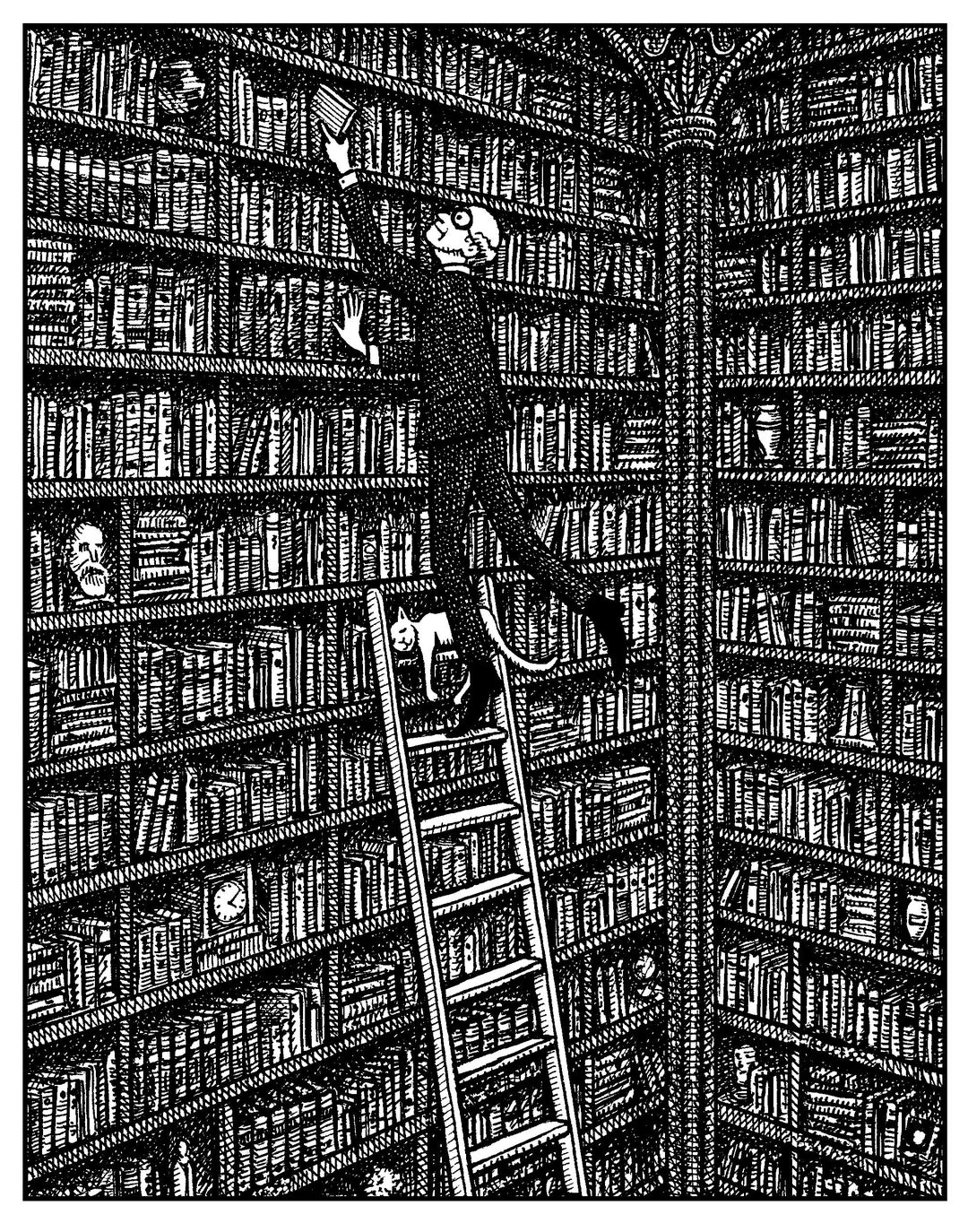 Library and Books, Art Print Etsy