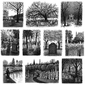 Set di 10 Stampe d'arte cimiteriale #1