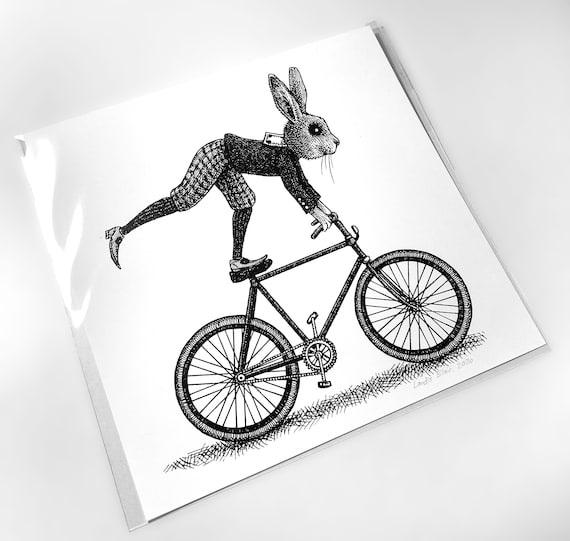 Bunny Bike, Art Print - Etsy