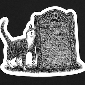 Gravestone Rubbing, Cat Sticker