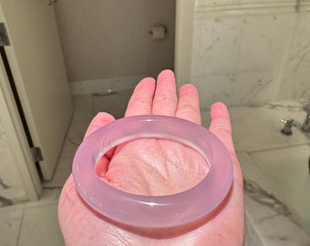 Natural Purple Agate Bangle 52-53mm, Ice Translucent Gemstone Bracelet, Minimalist Jewelry