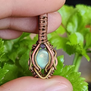 Wire wrap Moonstone Amethyst Pendant, brass, copper, handmade jewelry, wire gemstone wirewrap