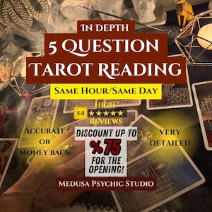 5 Questions Reading, Same Hour Tarot Reading, Love Reading, Psychic Reading, Same Day Reading, Psychic Spiritual Advices
