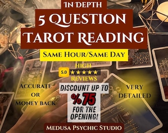 5 Questions Reading, Same Hour Tarot Reading, Love Reading, Psychic Reading, Same Day Reading, Psychic Spiritual Advices