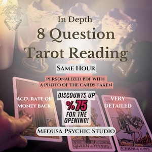 8 Questions Reading, Same Hour Tarot Reading, Love Reading, Psychic Reading, Same Day Reading, Psychic Spiritual Advices