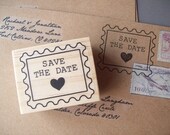 Save the Date Stamp, Postage Style with Heart, Weddings Envelopes Vintage Typewriter