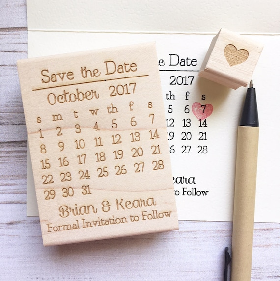 save the date stamp calendar wedding custom stamp etsy