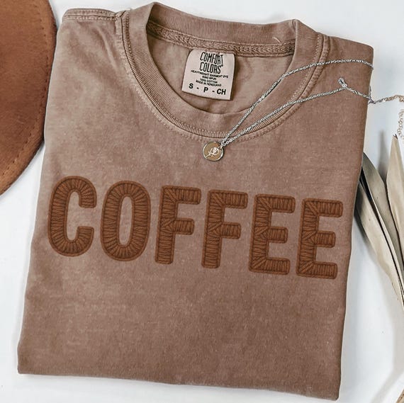 COFFEE Faux Yarn Crochet Letters PNG, Chunky Yarn Knit Letters Sublimation Digital Design, Brown Faux Crochet PNG Design