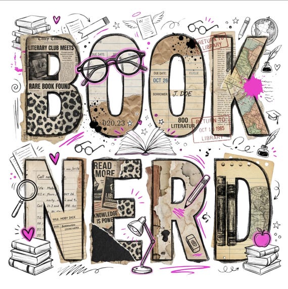 Book Nerd PNG, Retro Chic Bookish Trendy Book Lover Sublimation Digital Design, Trendy PNG for Booktok Librarian Digital Download