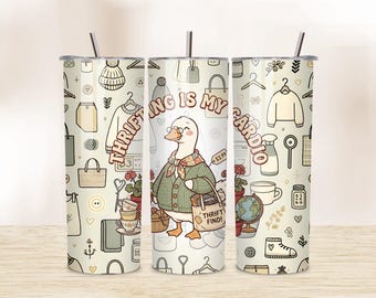 Envoltura para vaso Grandmacore, vaso delgado sin costuras de 20 oz con diseño de ganso de inspiración vintage, diseño de sublimación de abuela de los 90, suéter de abuela de segunda mano para descargar