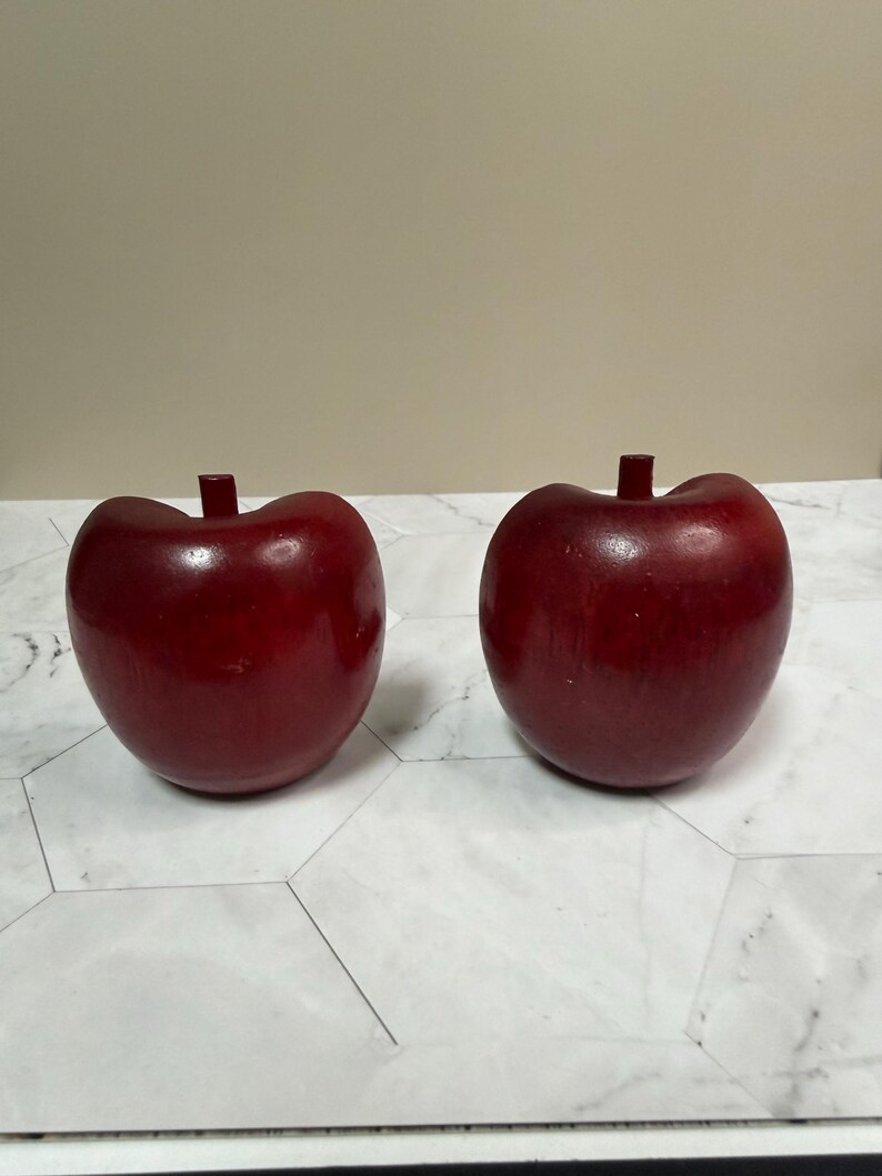 Vintage Red Apple Bookends, Petit Wooden Set - Etsy