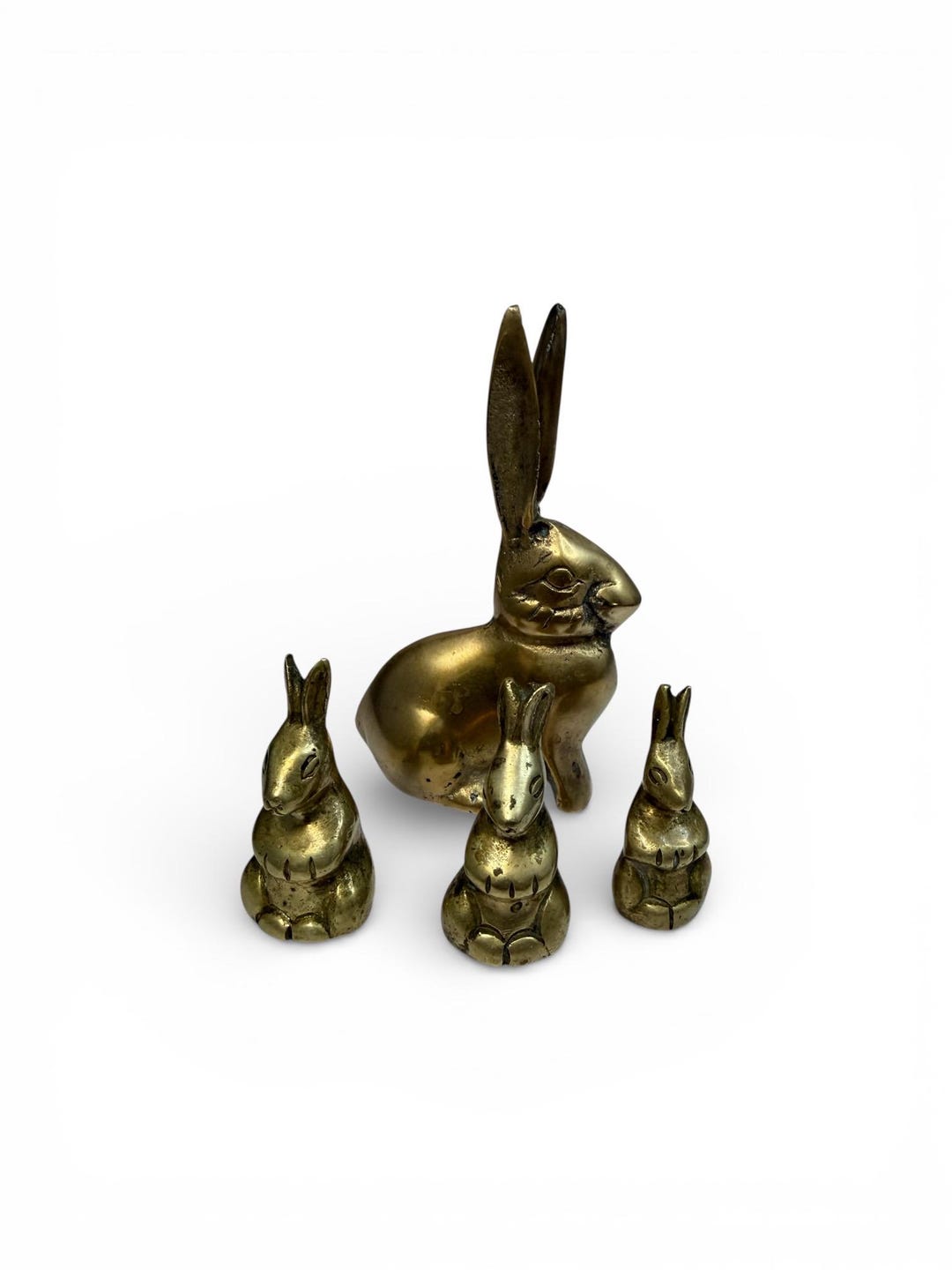 Vintage Solid Brass Bunny Family Figurines | Mother Rabbit With 3 ...
