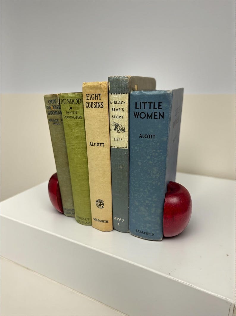 Vintage Red Apple Bookends, Petit Wooden Set - Etsy