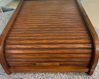 Vintage Teak Tambour Organizer