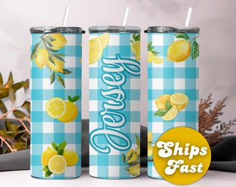 Personalized Name Tumbler Lemon Gift for Birthday, Custom Fruit Tumbler Cup Gift for Vacation, Lemon Lover Gift for Her, Gifted Lemon Mugs