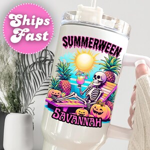 Custom Summerween Tumbler for Summer Halloween Party, Personalized Summerween Cup for Spooky Lover, Summer Skeleton, Spooky Summer Halloween