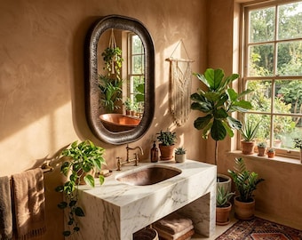Hammered Copper Arched Mirror | Rustic Luxury Vanity Wall Decor