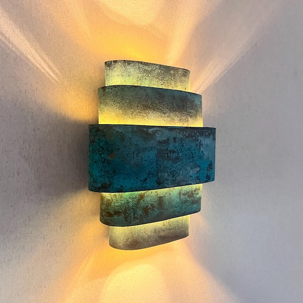 Handmade Patina Brass Wall Sconce: Moroccan Rustic Lighting