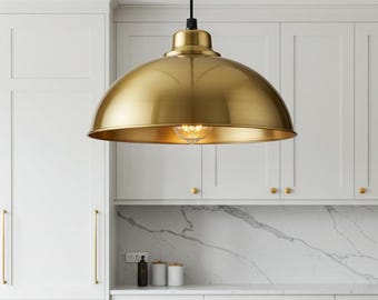 Lampe à suspension dôme marocaine en laiton faite main : éclairage pour îlot de cuisine