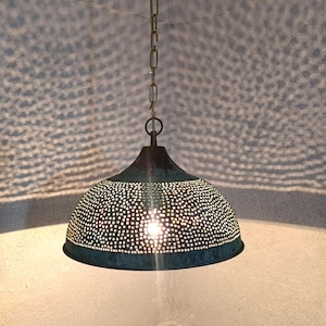 Moroccan Ceiling Dome Pendant Lamp Green Patina ,Dome Lampshades , Hanging Lighting ,Dome lamp ,Moroccan Lamp ,Boho Hanging Lamp