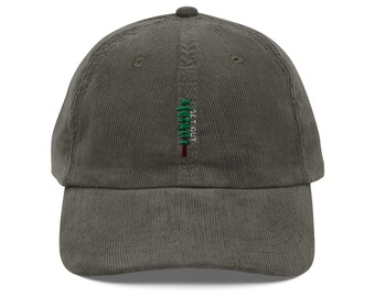 Vintage Corduroy Baseball Cap | &quot;Get Out&quot; Embroidered Tree Design