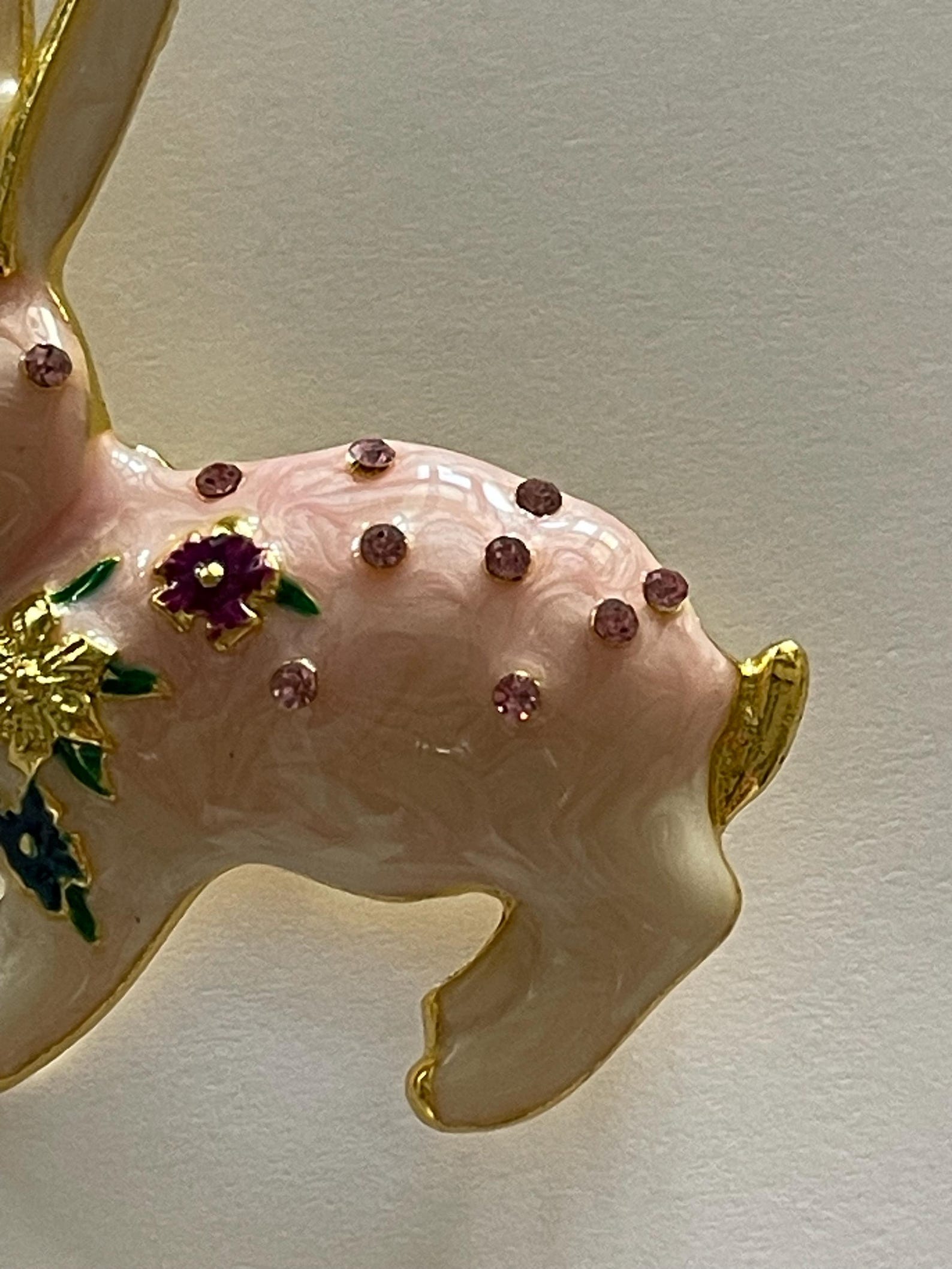 Bunny Rabbit Brooch Enamel With Little Rhinestones Pink White Easter ...