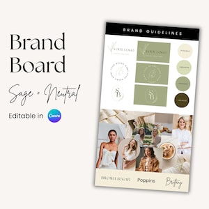Premade Brand Board Template Canva Logo Design Premade Small Business Brand Board Editable Canva Template