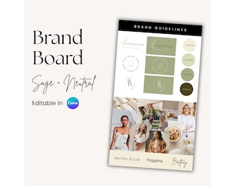 Premade Brand Board Template: Editable Canva Logo Design