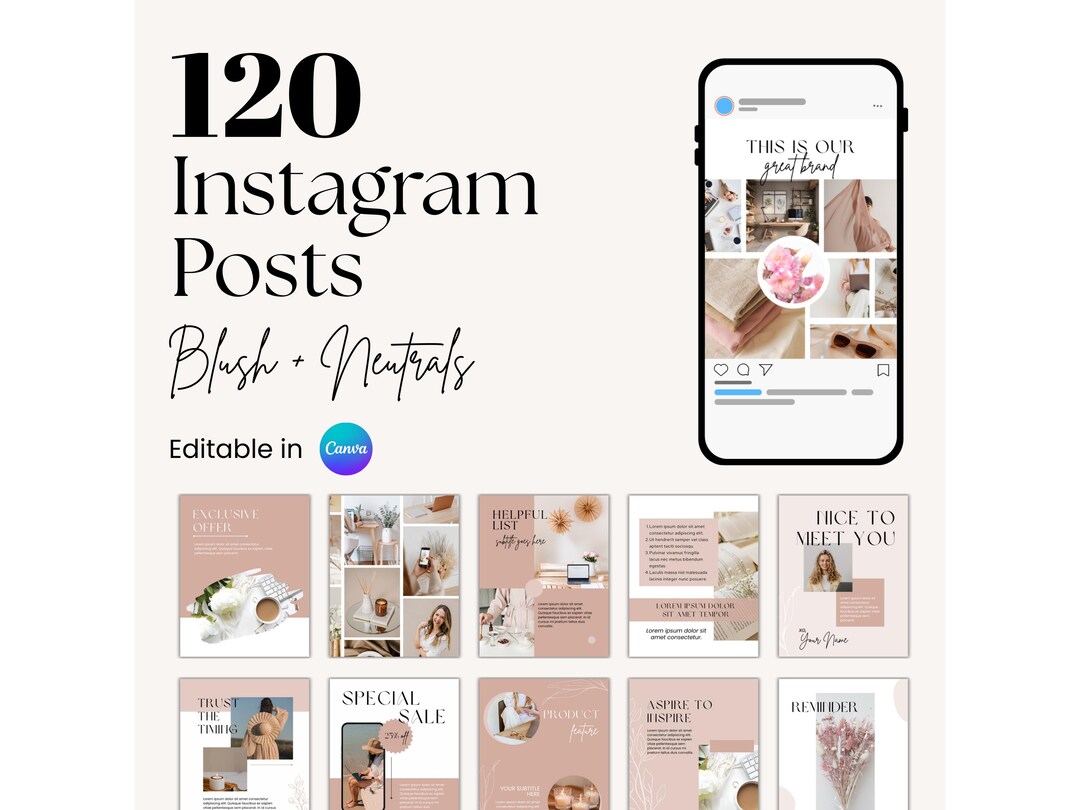 120 Canva Instagram Post Templates: Editable Business Designs (PDF ...