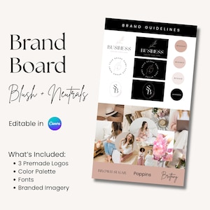 Premade Brand Board Template Canva Logo Design Premade Small Business Brand Board Editable Canva Template
